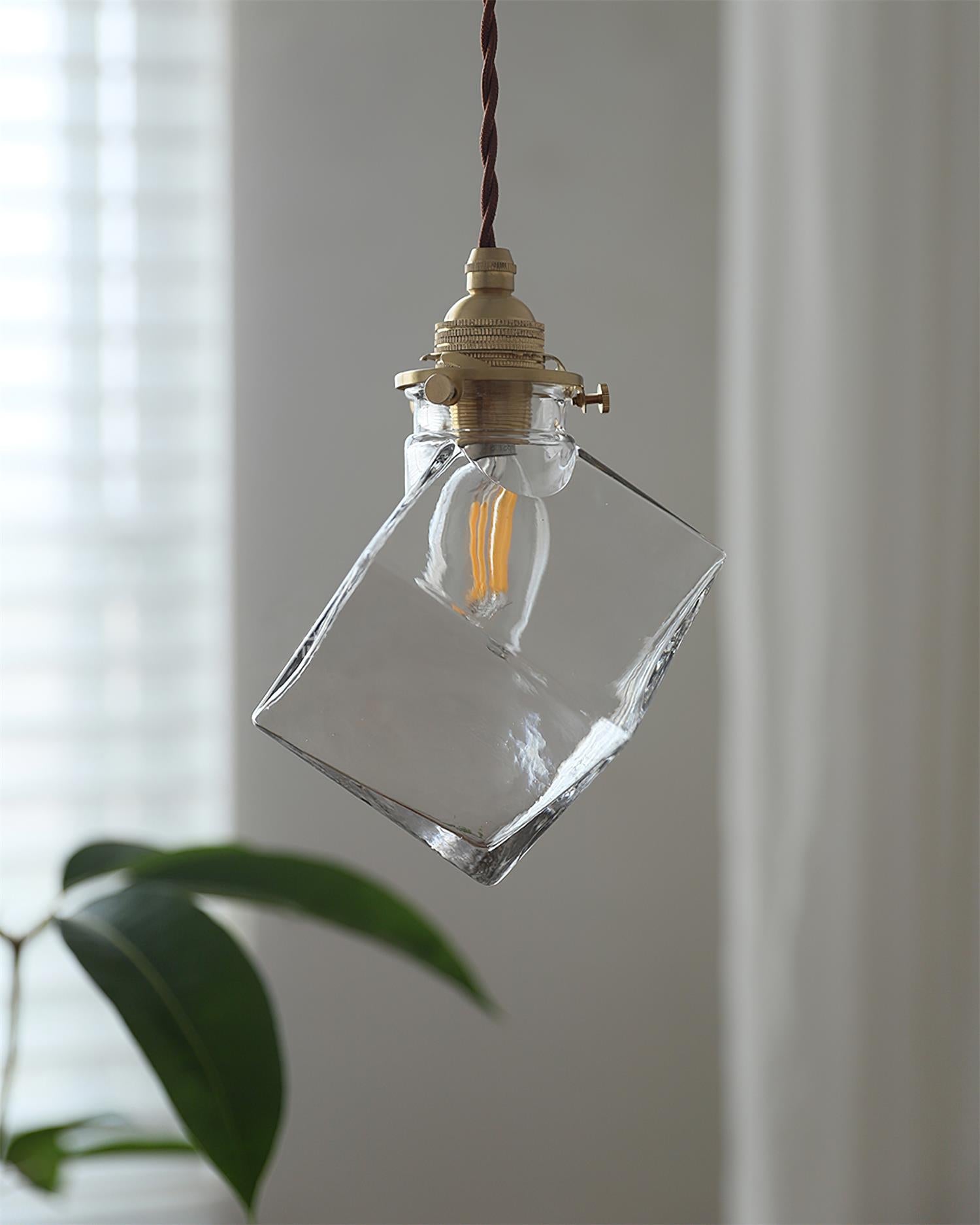 Felix Glass Pendant Lamp Clear Geometric Industrial - Letslighting
