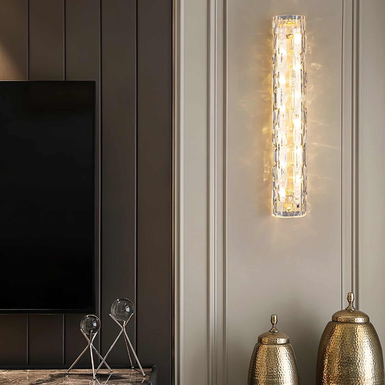 Lumix Brass Glass Glam Wall Lamp - Letslighting