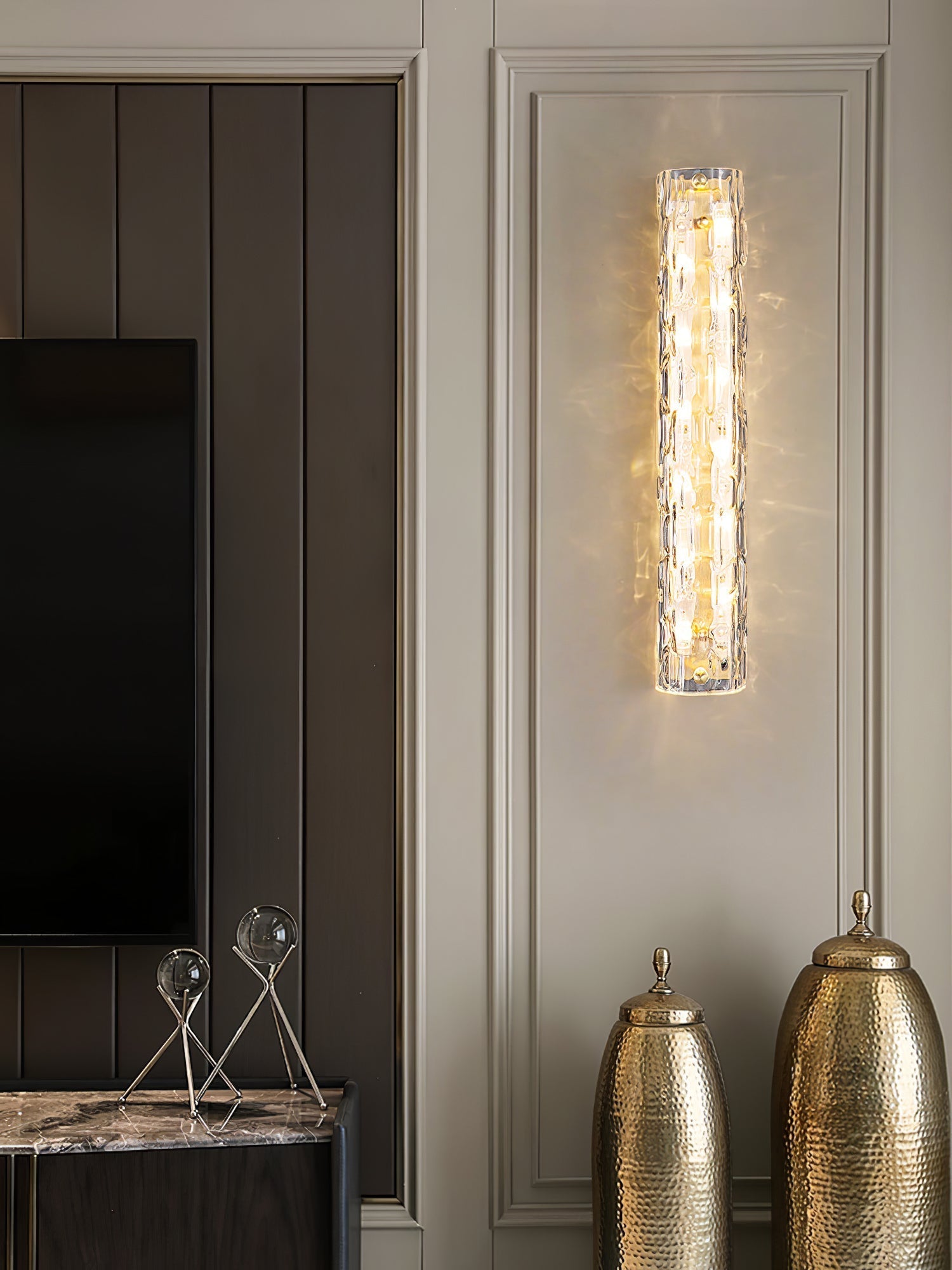 Lumix Brass Glass Glam Wall Lamp - Letslighting