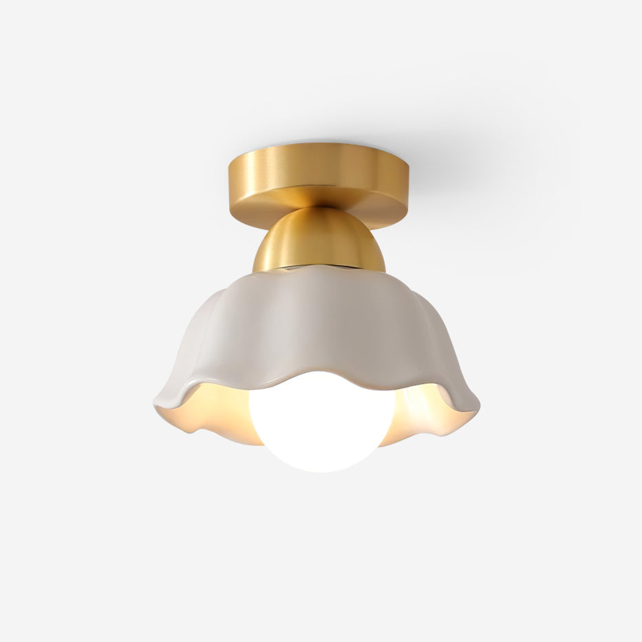 Opila Gold & White Semi Flush Ceiling Light - Letslighting