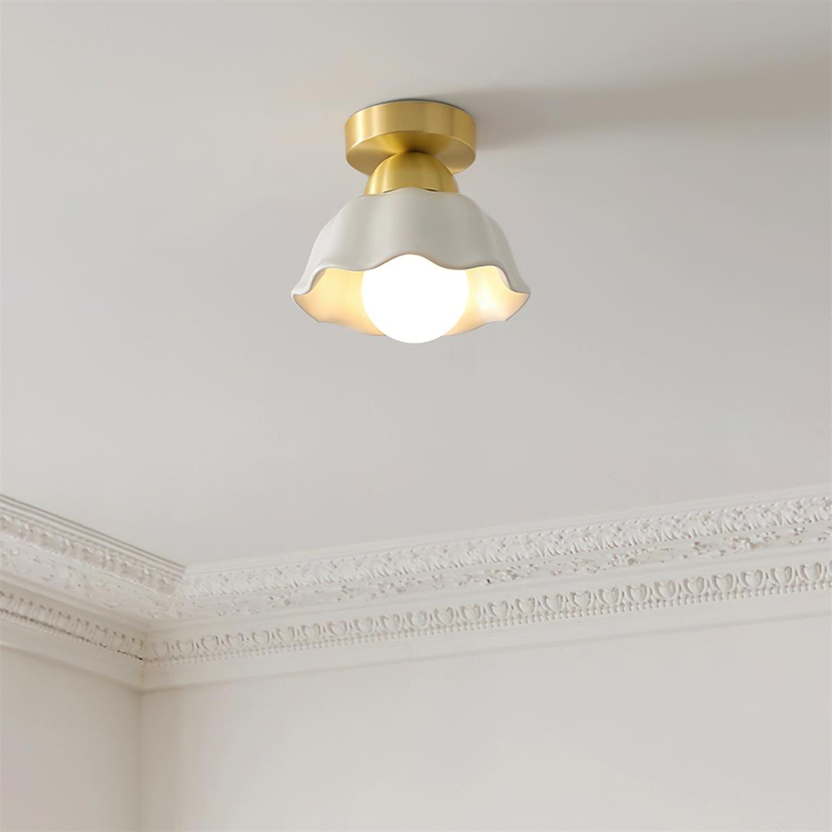 Opila Gold & White Semi Flush Ceiling Light - Letslighting