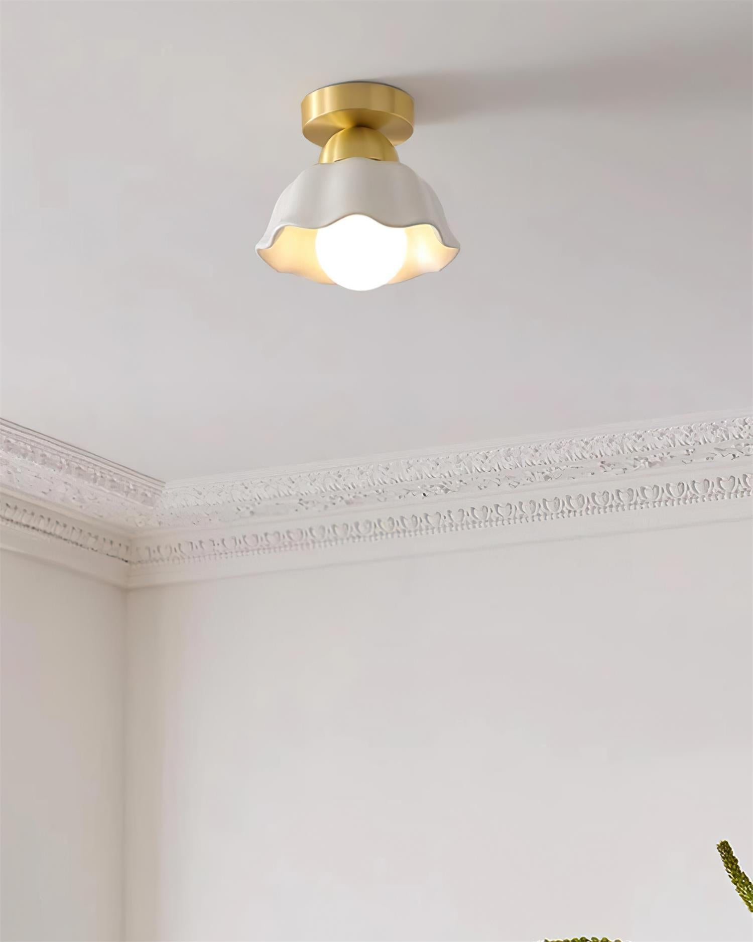 Opila Gold & White Semi Flush Ceiling Light - Letslighting