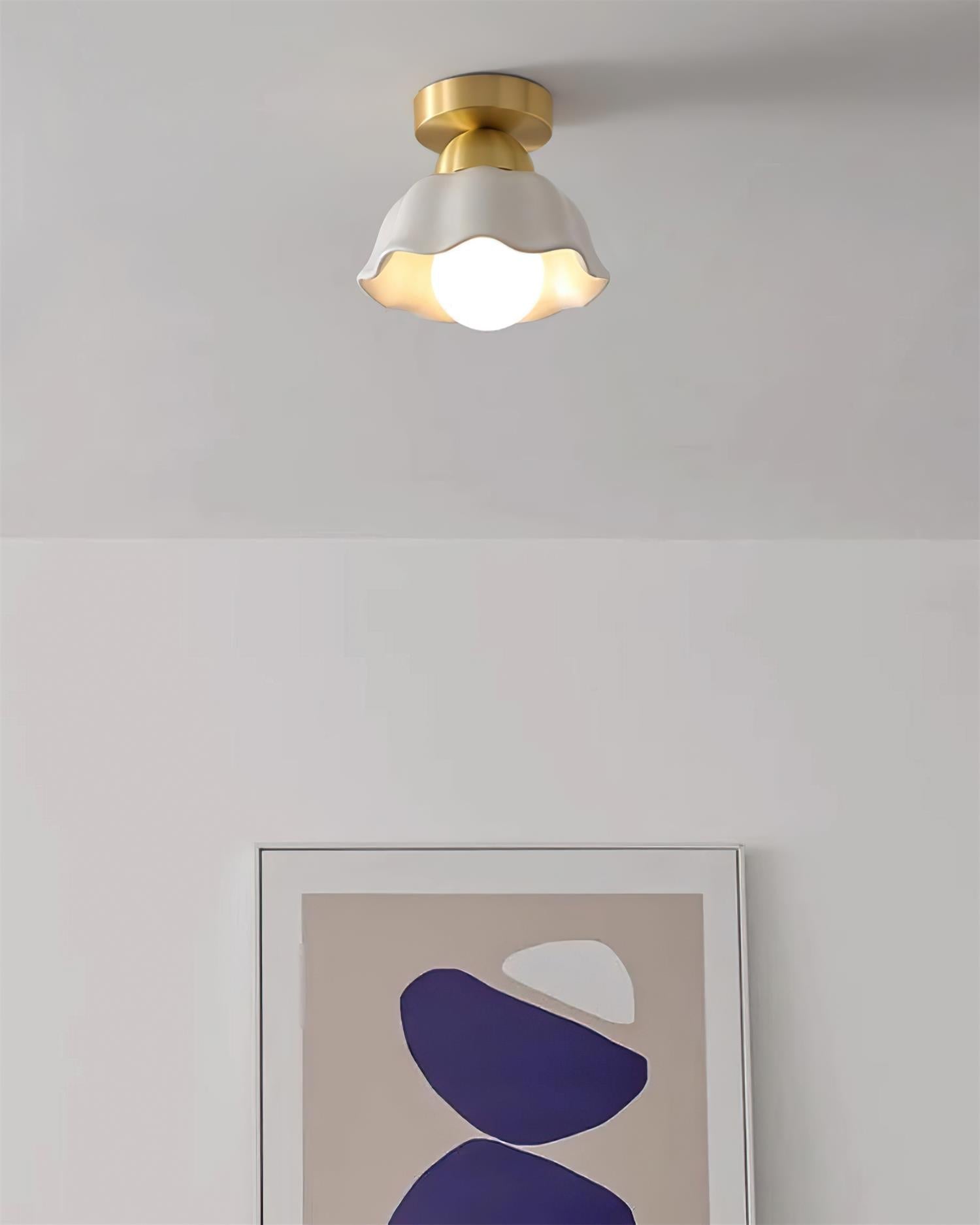 Opila Gold & White Semi Flush Ceiling Light - Letslighting