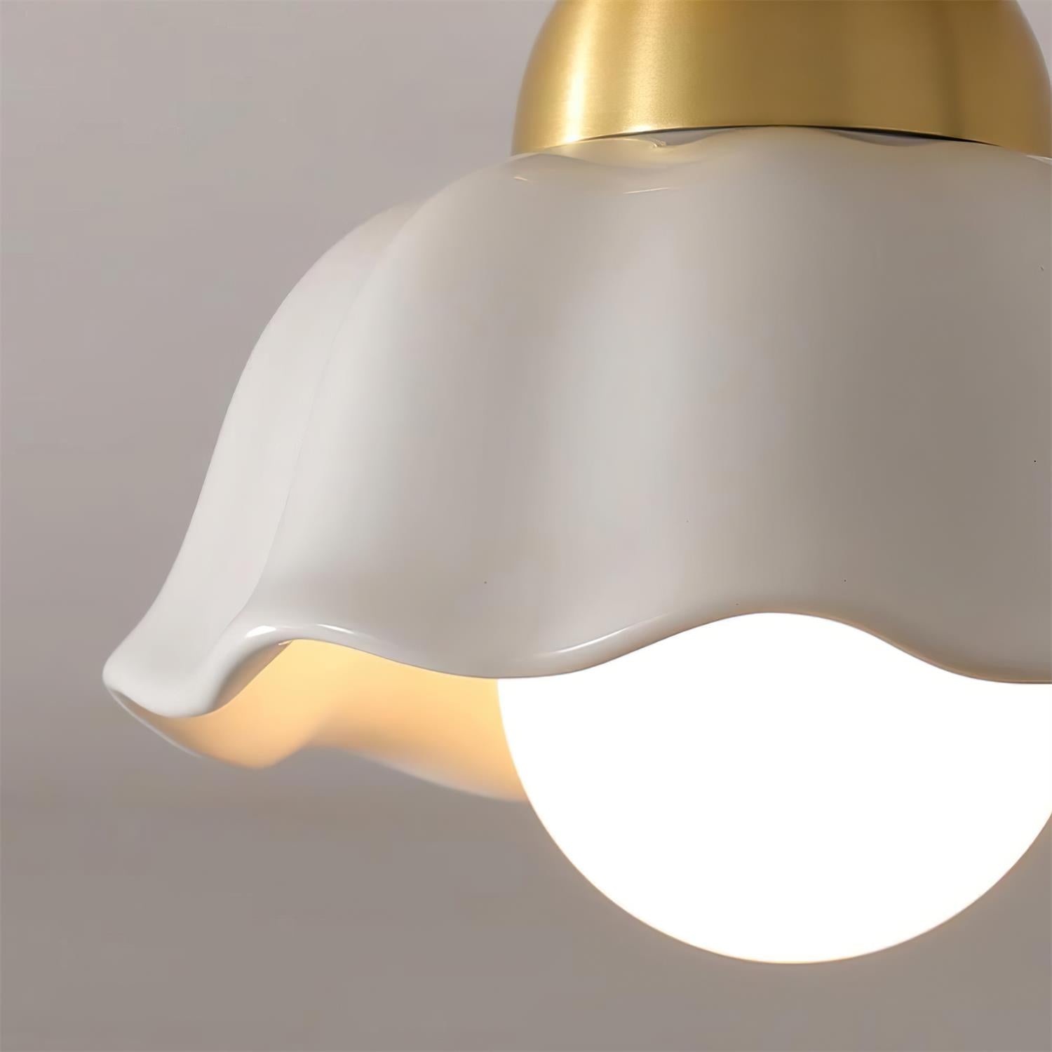 Opila Gold & White Semi Flush Ceiling Light - Letslighting