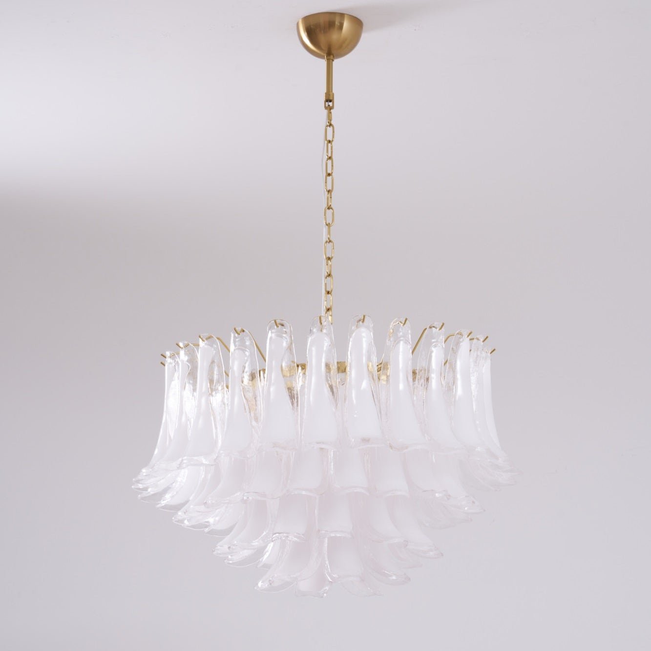 Aurora Chandelier Pink Glass Leaf Layered Floral Glamour - Letslighting