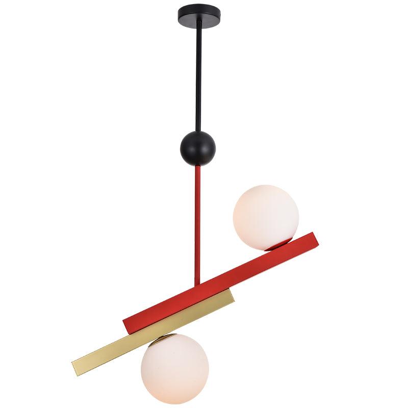 Solara Pendant Lamp Double Globe Linear Bars Geometric - Letslighting