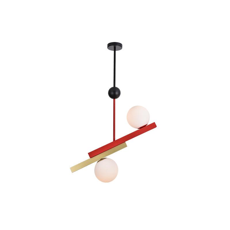 Solara Pendant Lamp Double Globe Linear Bars Geometric - Letslighting