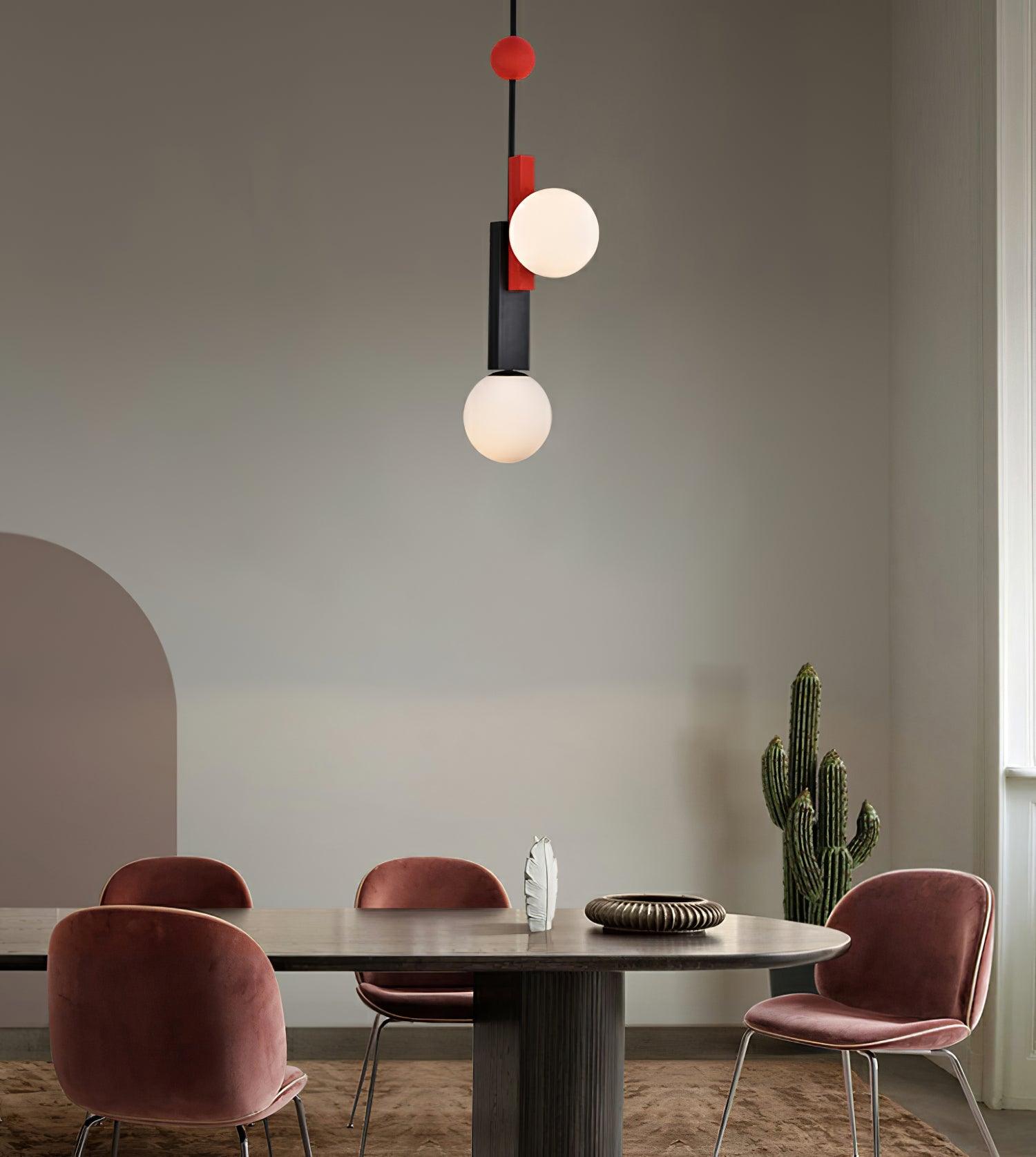 Solara Pendant Lamp Double Globe Linear Bars Geometric - Letslighting