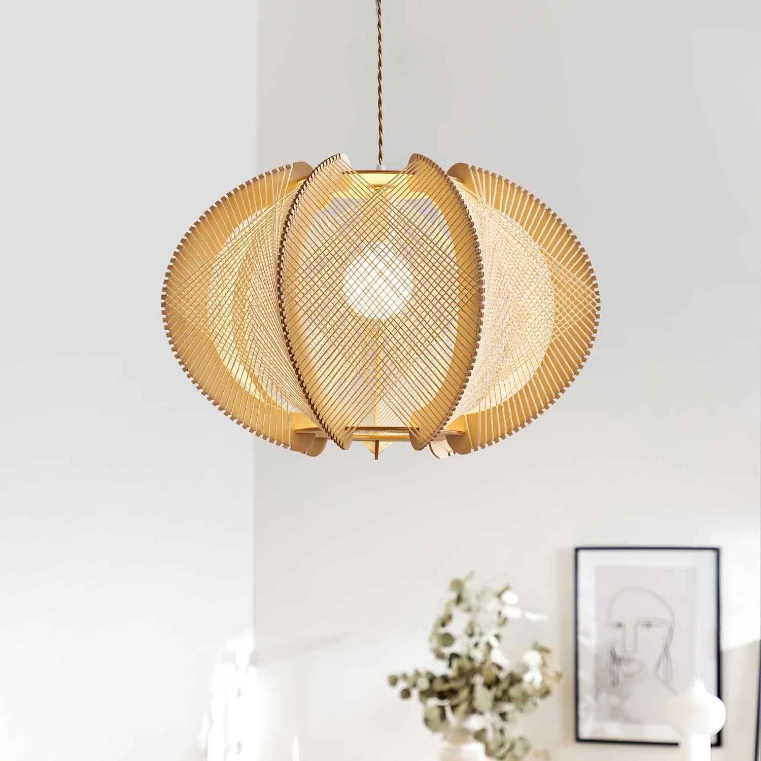 Calyraice Wood & Hemp Rope Pendant Light - Letslighting