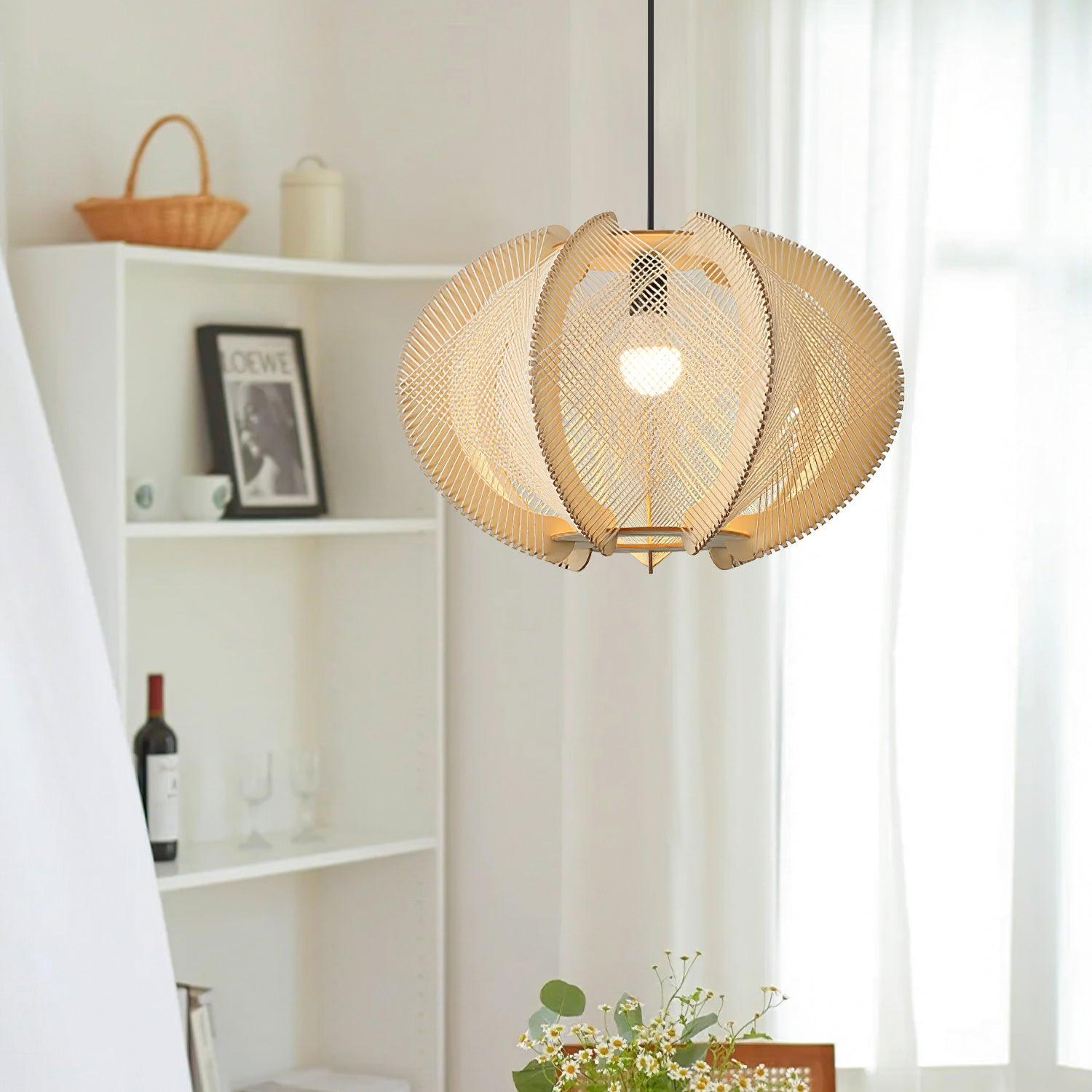 Calyraice Wood & Hemp Rope Pendant Light - Letslighting
