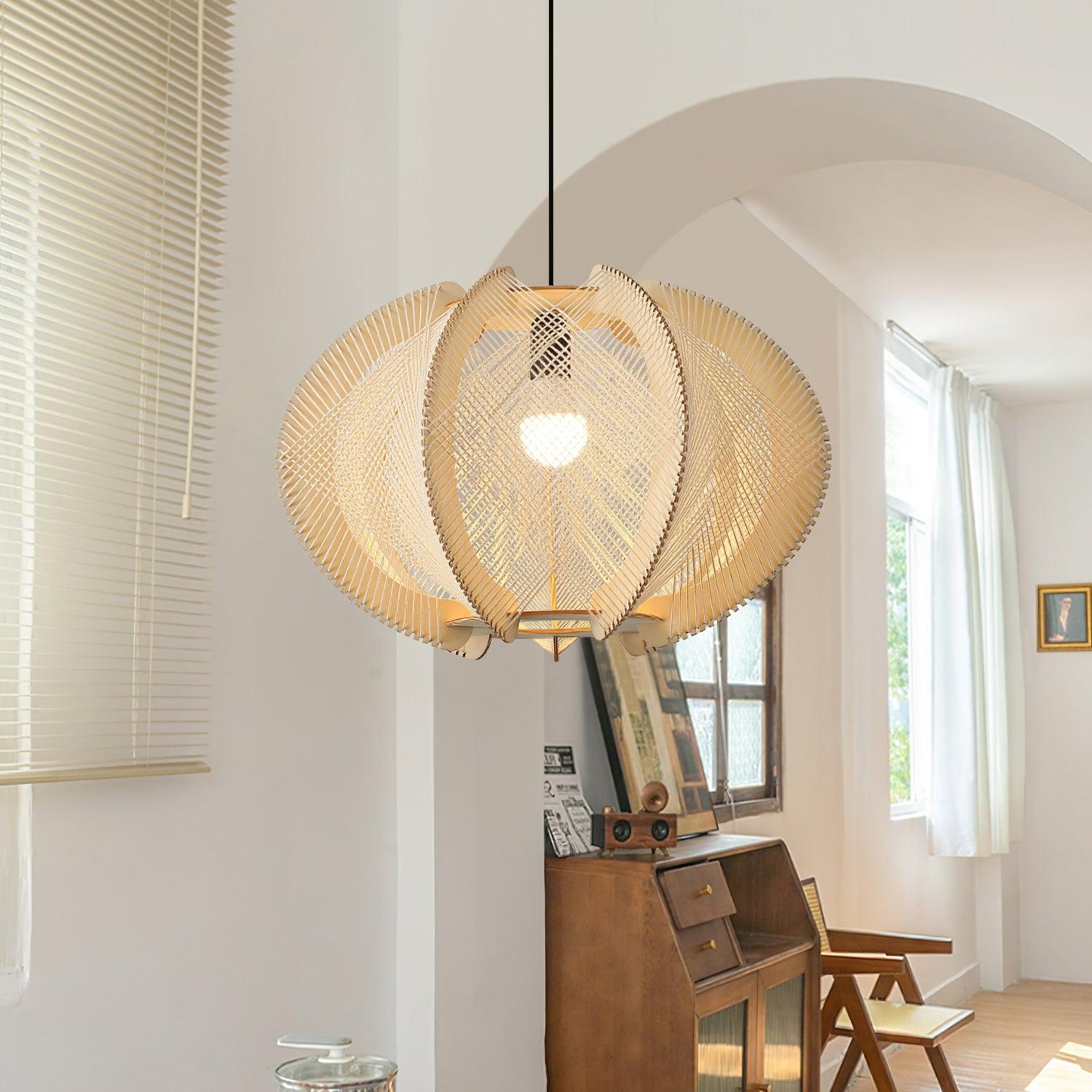 Calyraice Wood & Hemp Rope Pendant Light - Letslighting