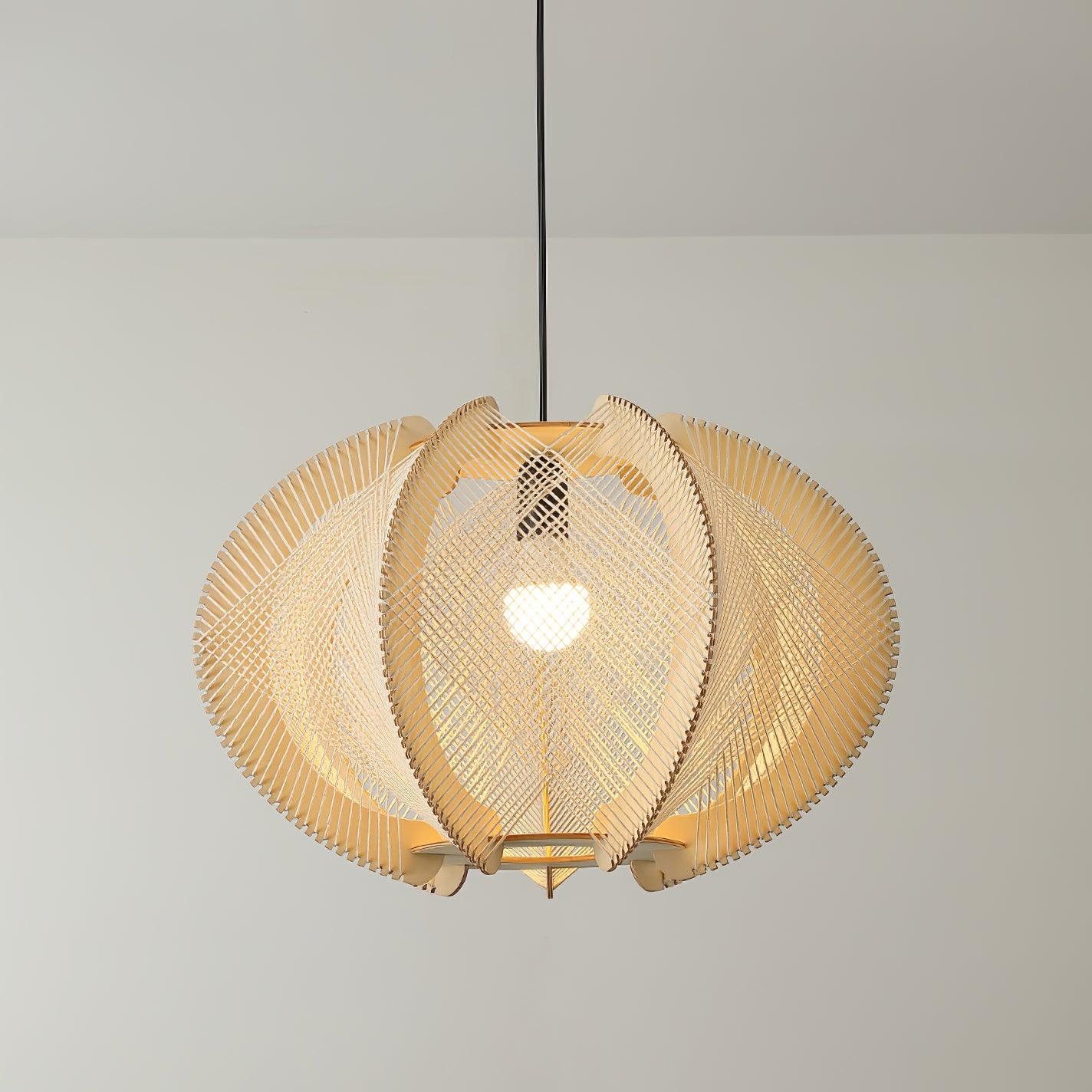Calyraice Wood & Hemp Rope Pendant Light - Letslighting