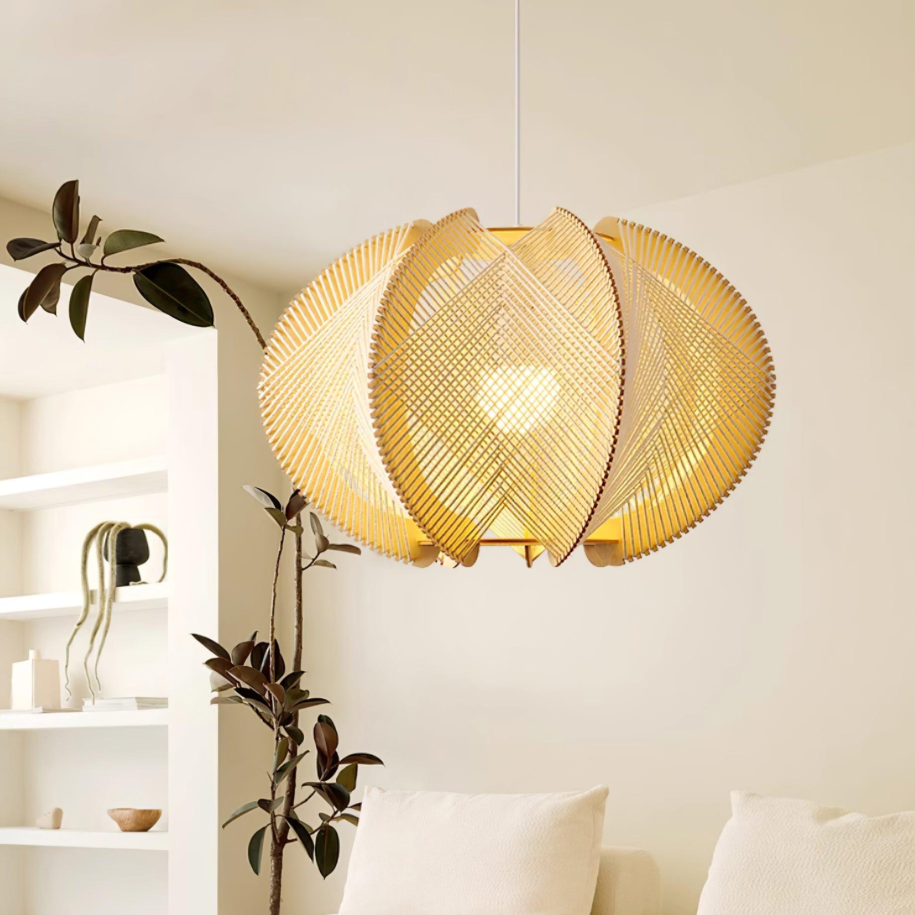 Calyraice Wood & Hemp Rope Pendant Light - Letslighting