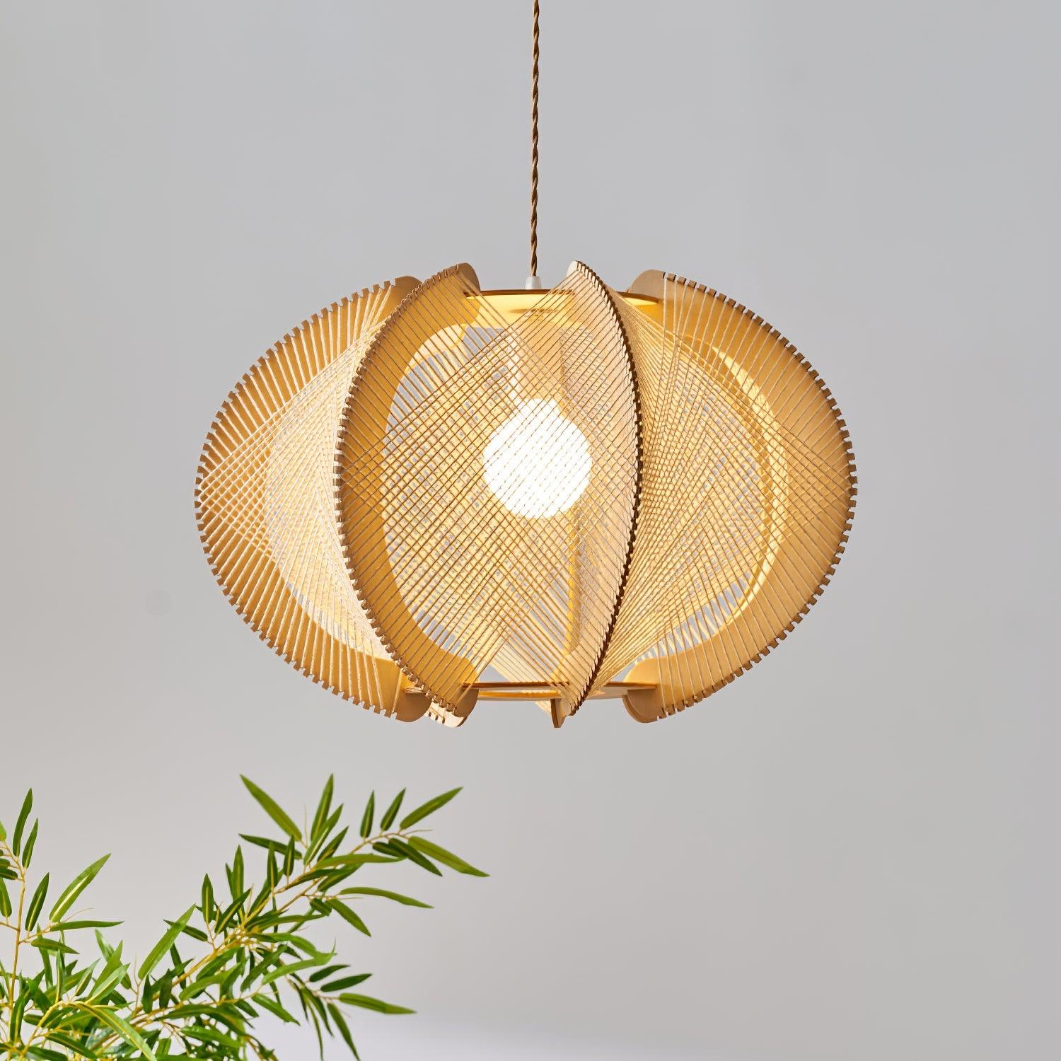 Calyraice Wood & Hemp Rope Pendant Light - Letslighting