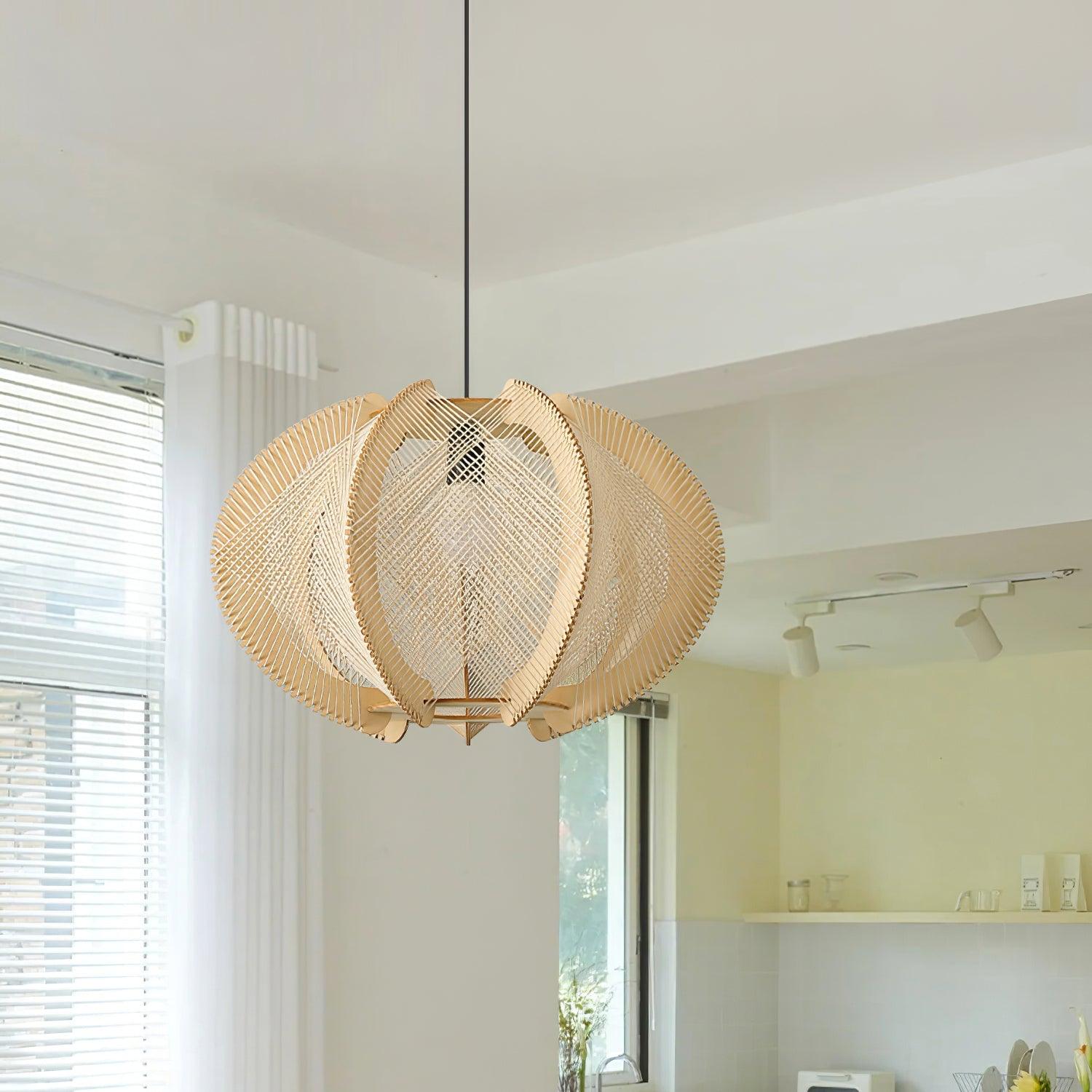 Calyraice Wood & Hemp Rope Pendant Light - Letslighting
