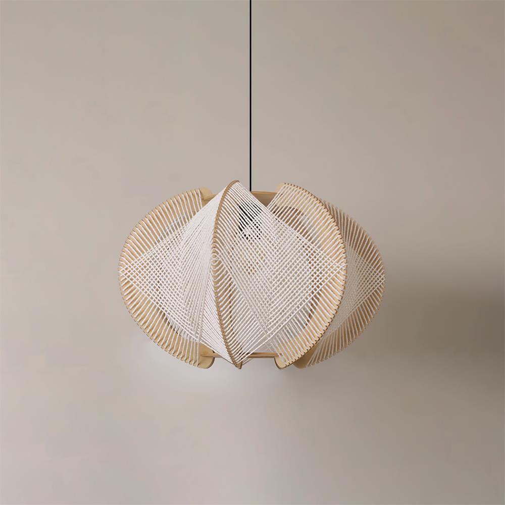 Calyraice Wood & Hemp Rope Pendant Light - Letslighting