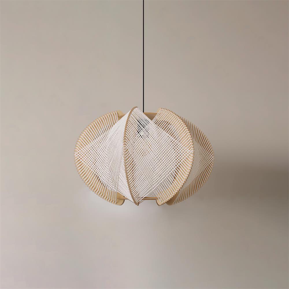 Calyraice Wood & Hemp Rope Pendant Light - Letslighting