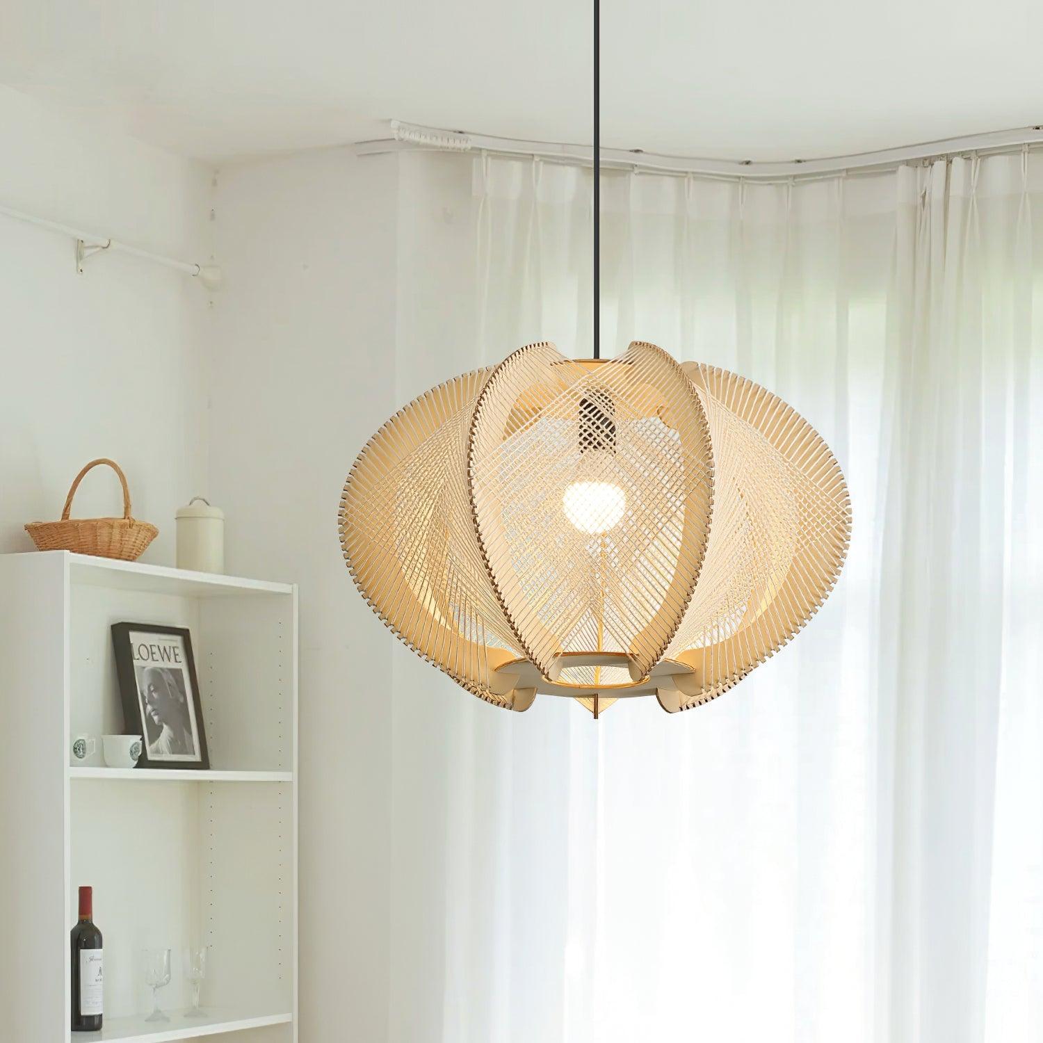 Calyraice Wood & Hemp Rope Pendant Light - Letslighting