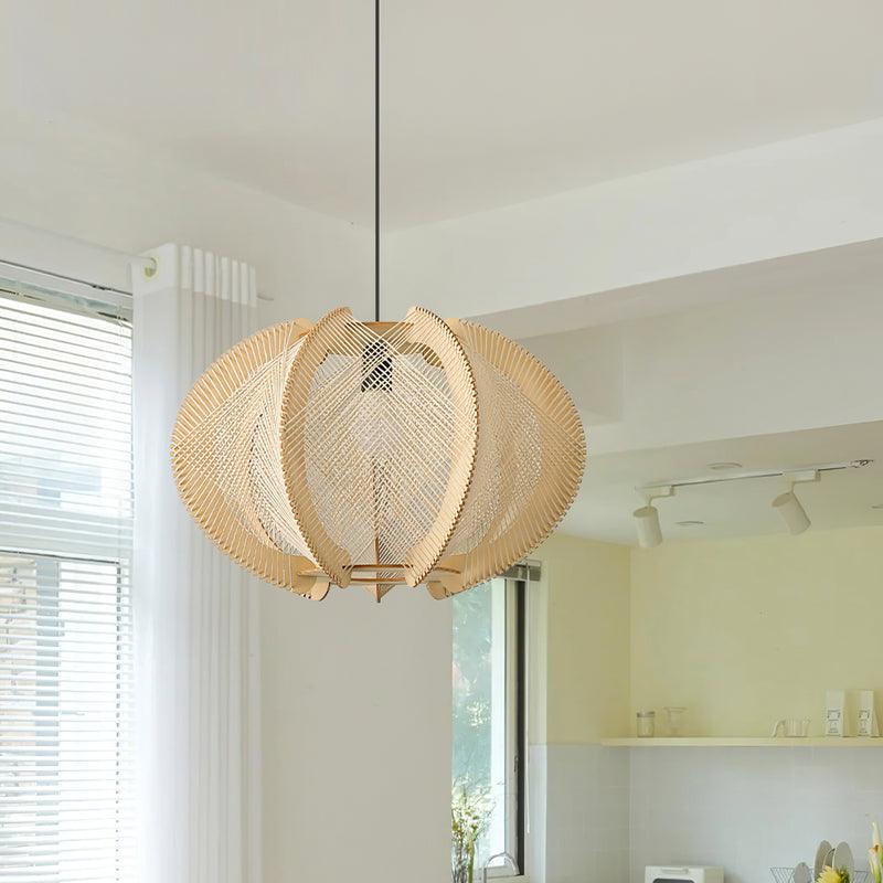Calyraice Wood & Hemp Rope Pendant Light - Letslighting