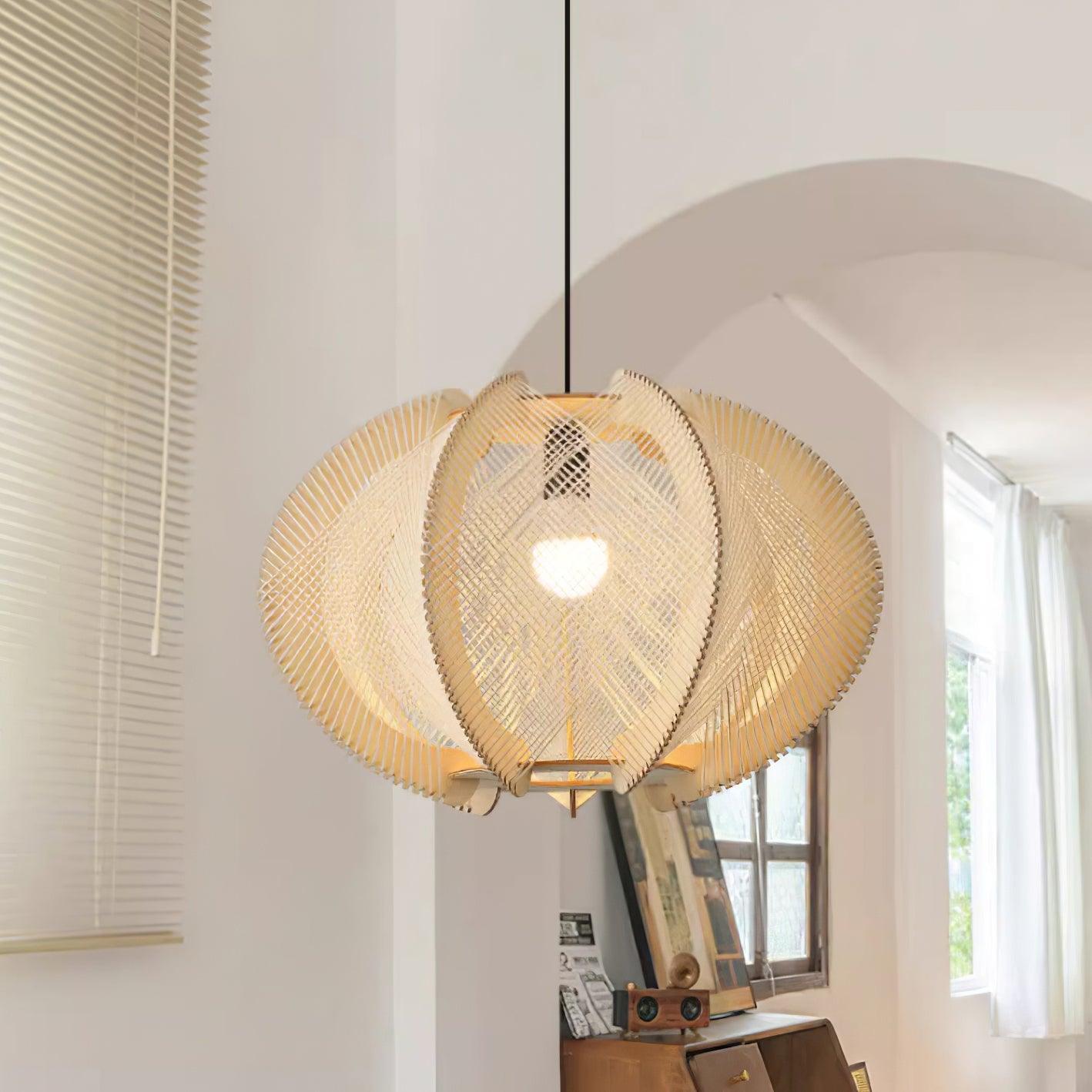 Calyraice Wood & Hemp Rope Pendant Light - Letslighting
