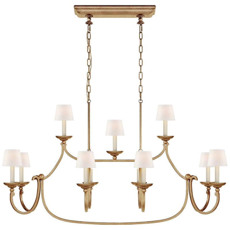 Ercare Vintage Industrial Linear Brass Fabric Chandelier - Letslighting