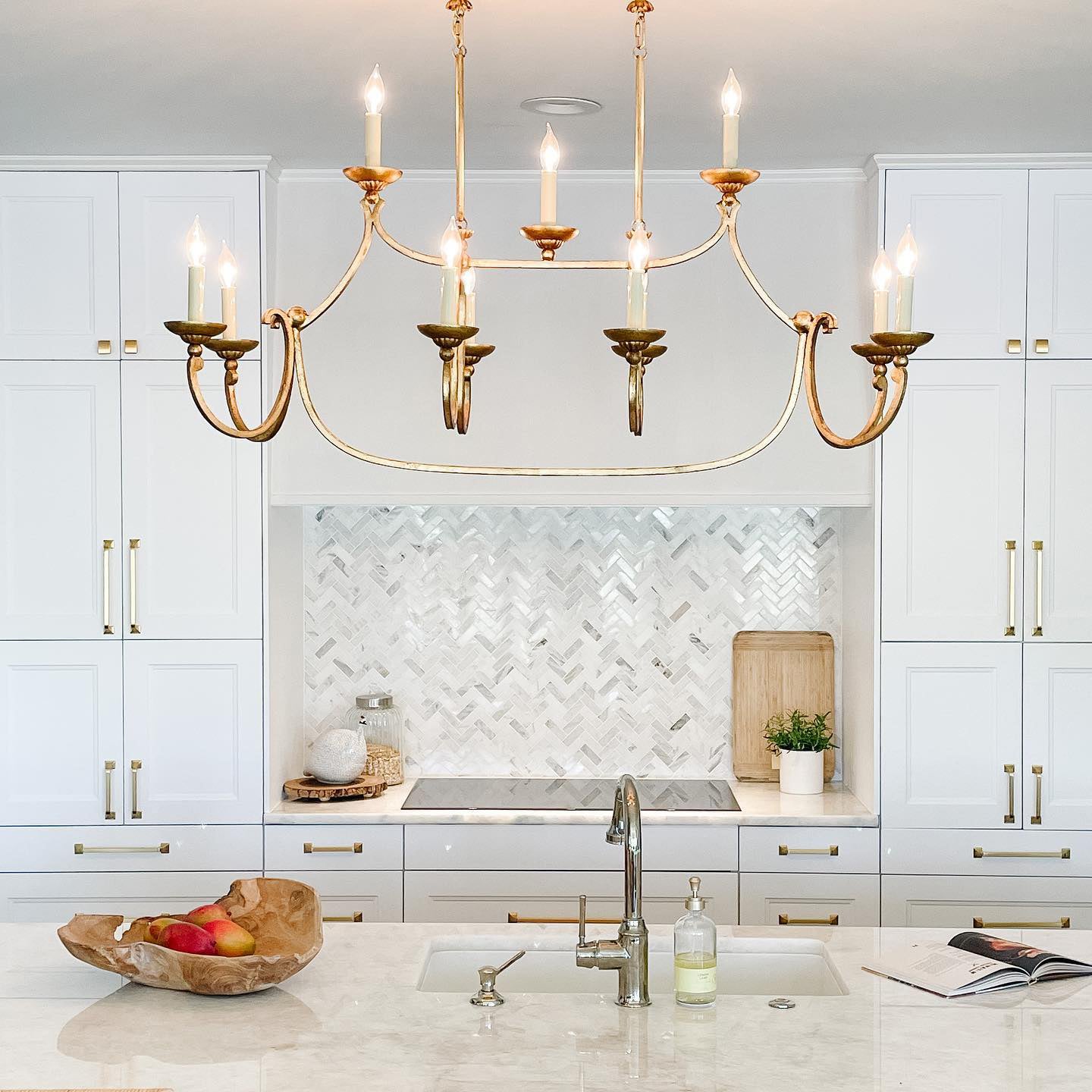 Ercare Vintage Industrial Linear Brass Fabric Chandelier - Letslighting
