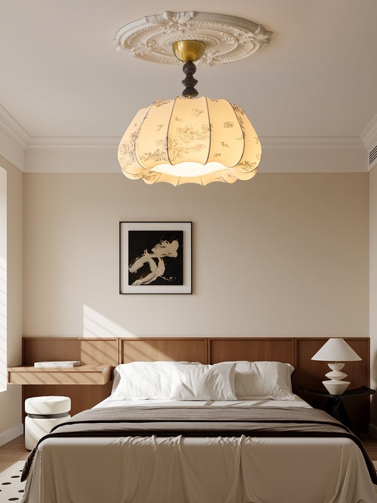 Fleurina Premium Nordic Art Wood Fabric Ceiling Lamp - Letslighting
