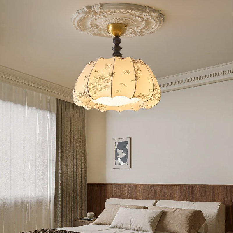 Fleurina Premium Nordic Art Wood Fabric Ceiling Lamp - Letslighting