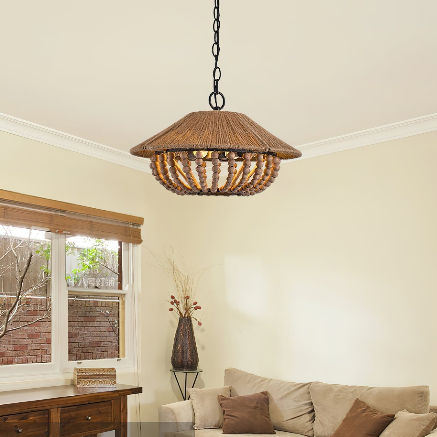 Elmarion Elegance Natural Farmhouse Wooden Pendant Lamp - Letslighting