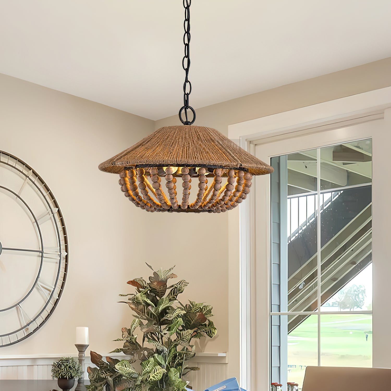 Elmarion Elegance Natural Farmhouse Wooden Pendant Lamp - Letslighting