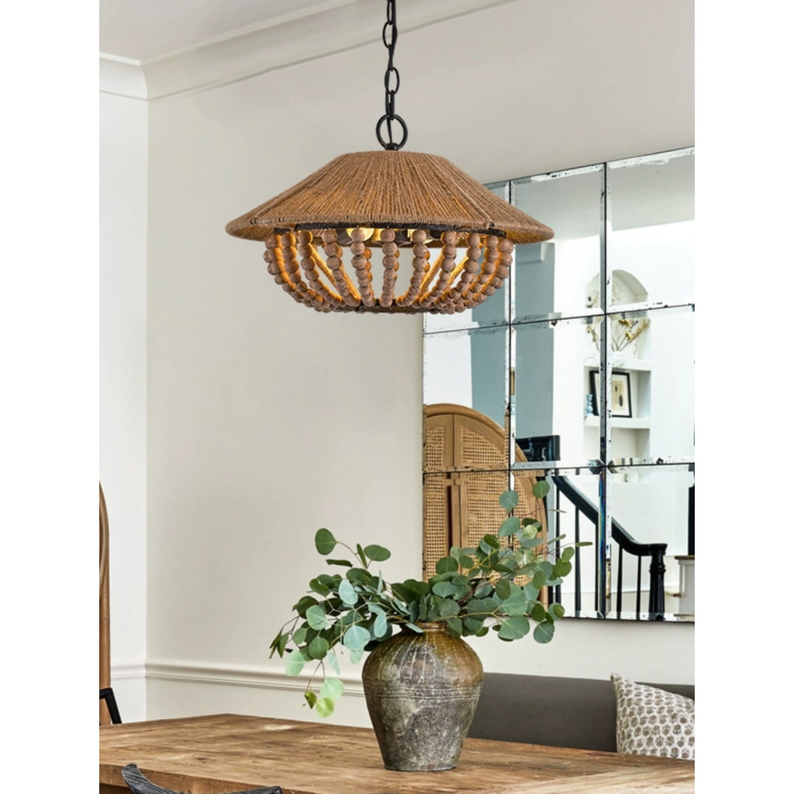 Elmarion Elegance Natural Farmhouse Wooden Pendant Lamp - Letslighting