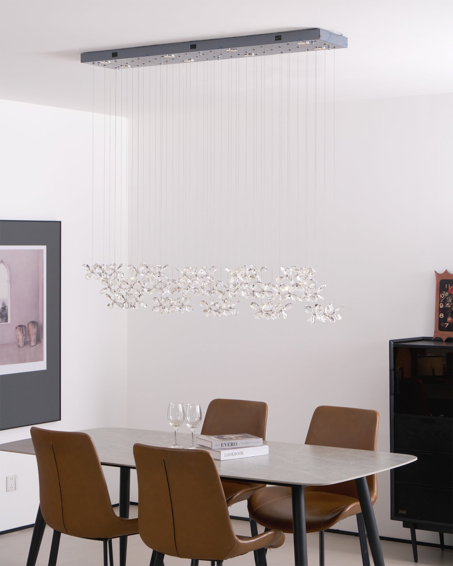 Lustra Chandelier Crystal Butterfly Floral Cluster - Letslighting