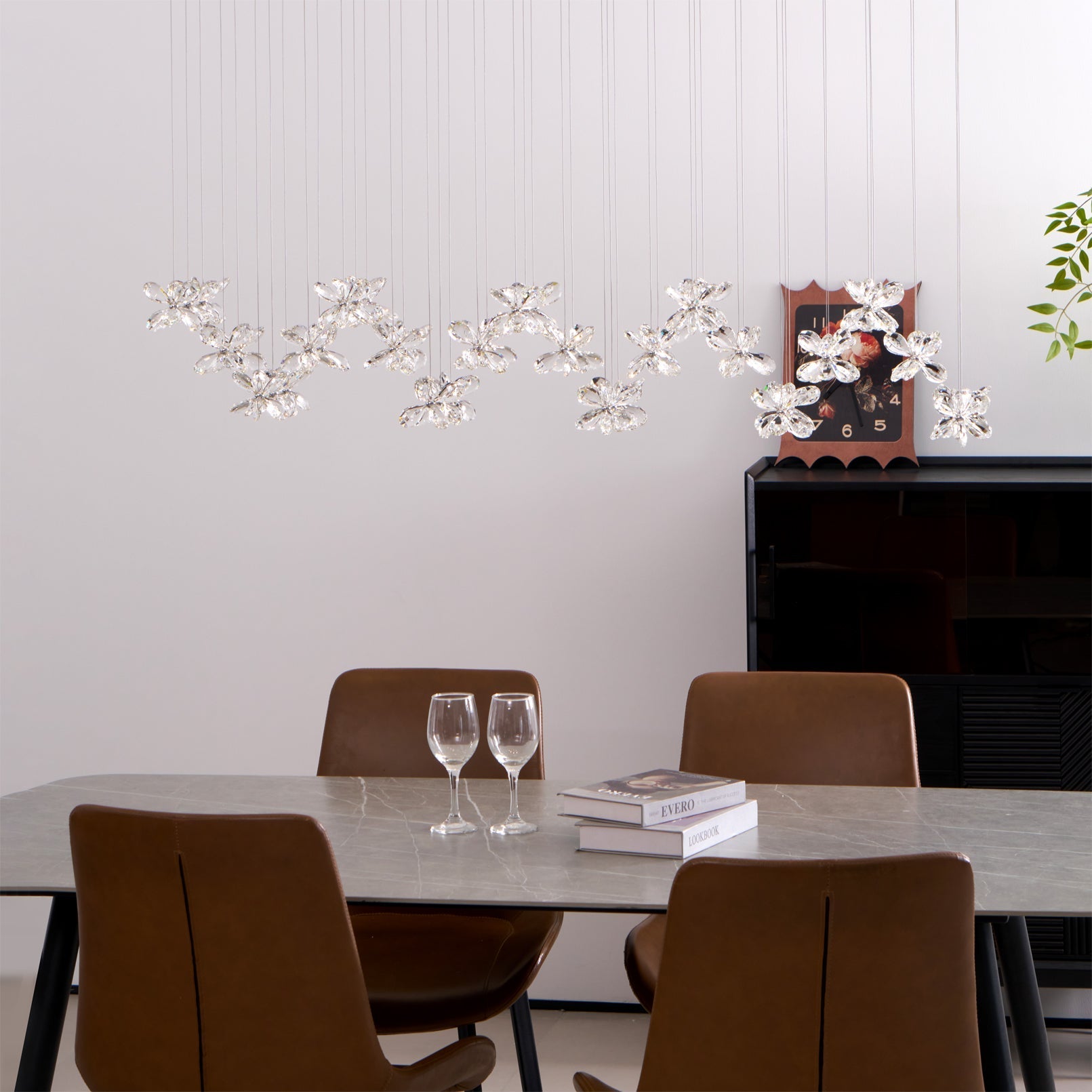 Lustra Chandelier Crystal Butterfly Floral Cluster - Letslighting
