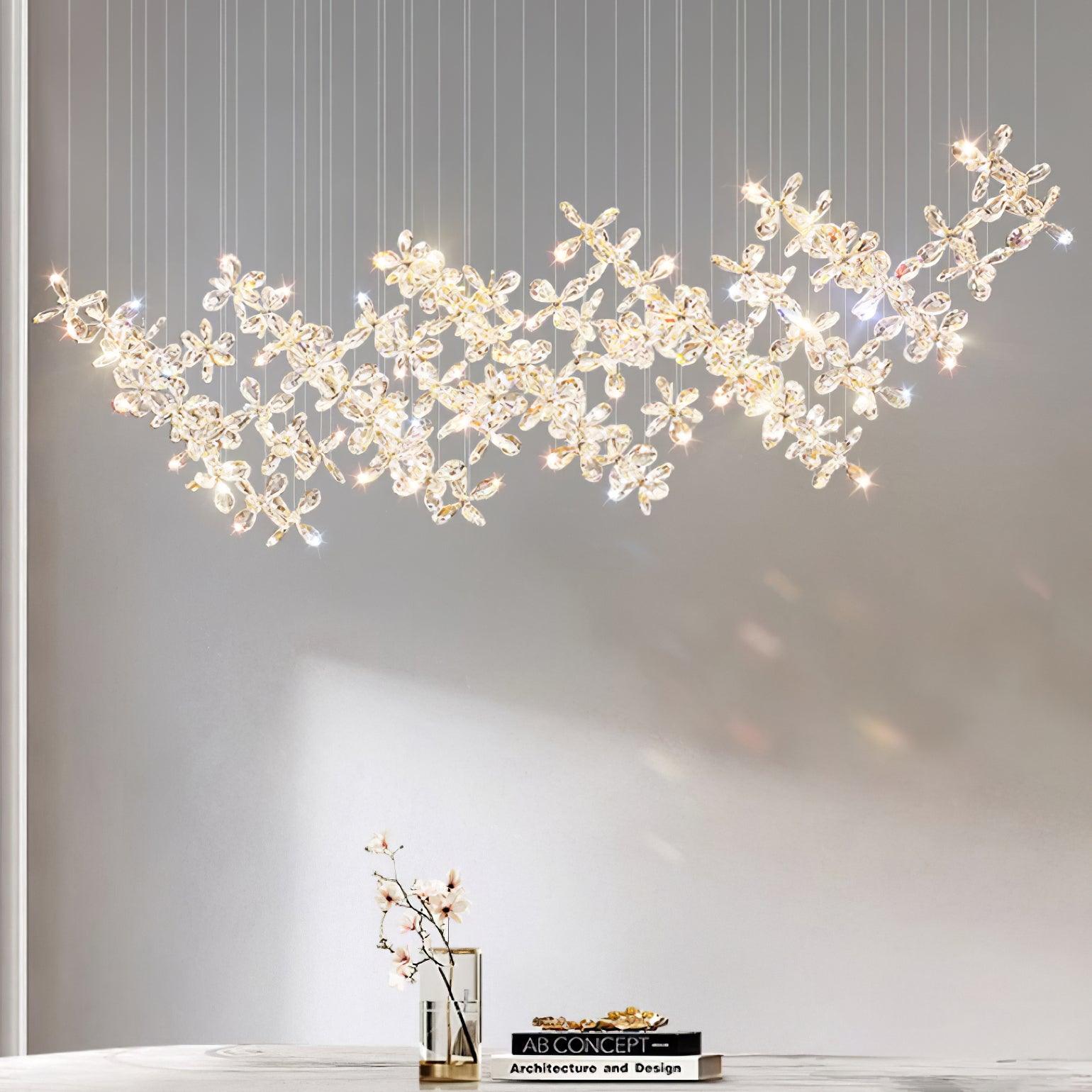 Lustra Chandelier Crystal Butterfly Floral Cluster - Letslighting