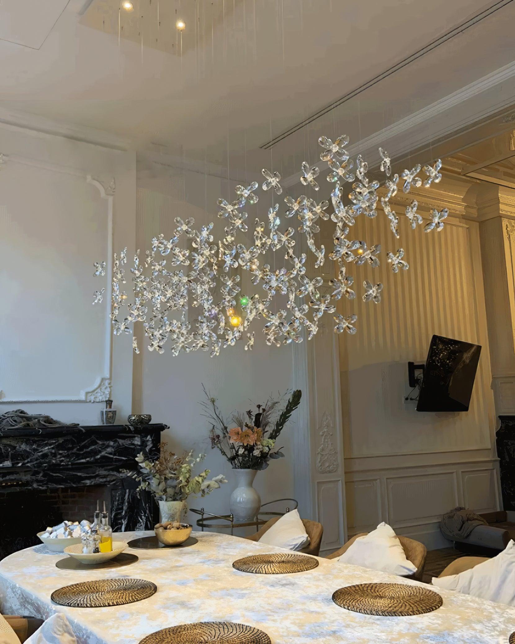 Lustra Chandelier Crystal Butterfly Floral Cluster - Letslighting
