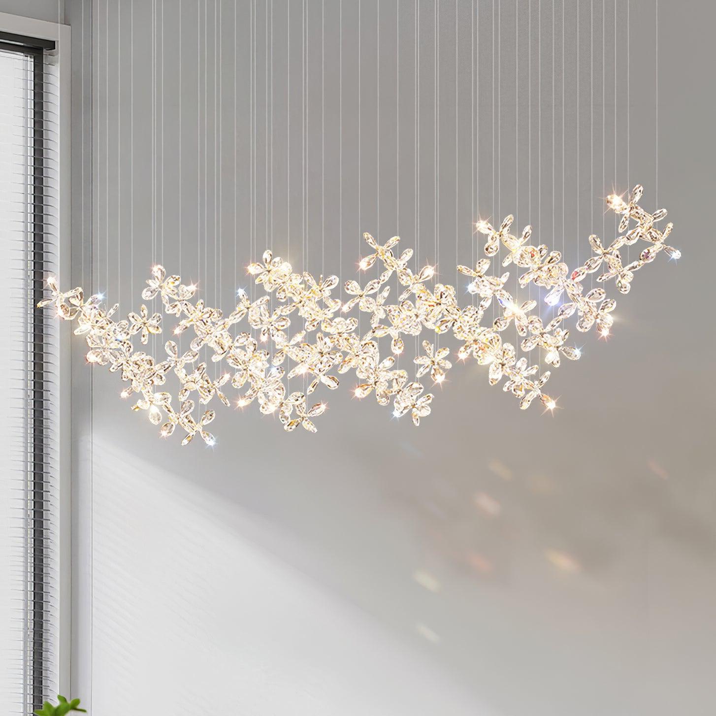 Lustra Chandelier Crystal Butterfly Floral Cluster - Letslighting
