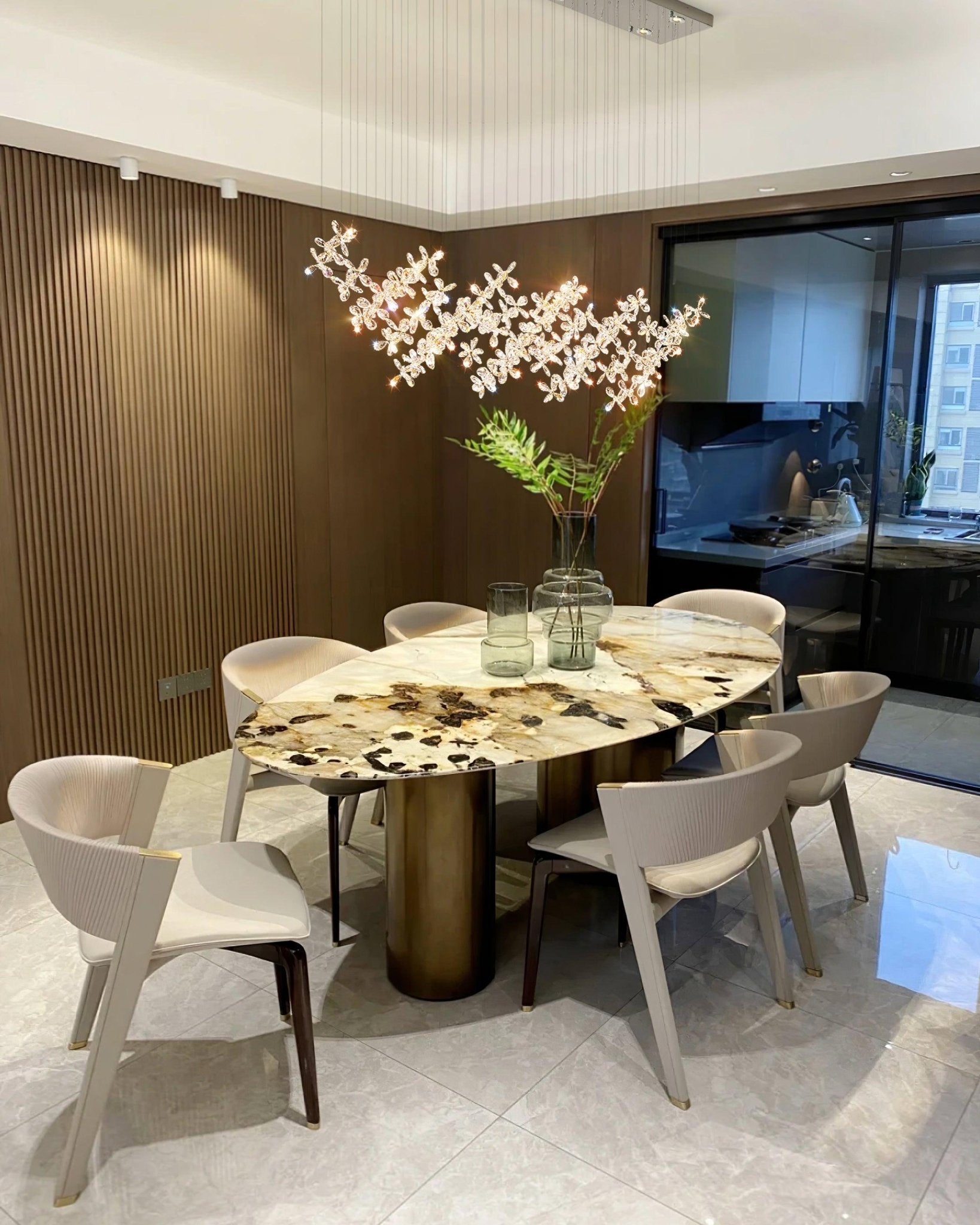 Lustra Chandelier Crystal Butterfly Floral Cluster - Letslighting