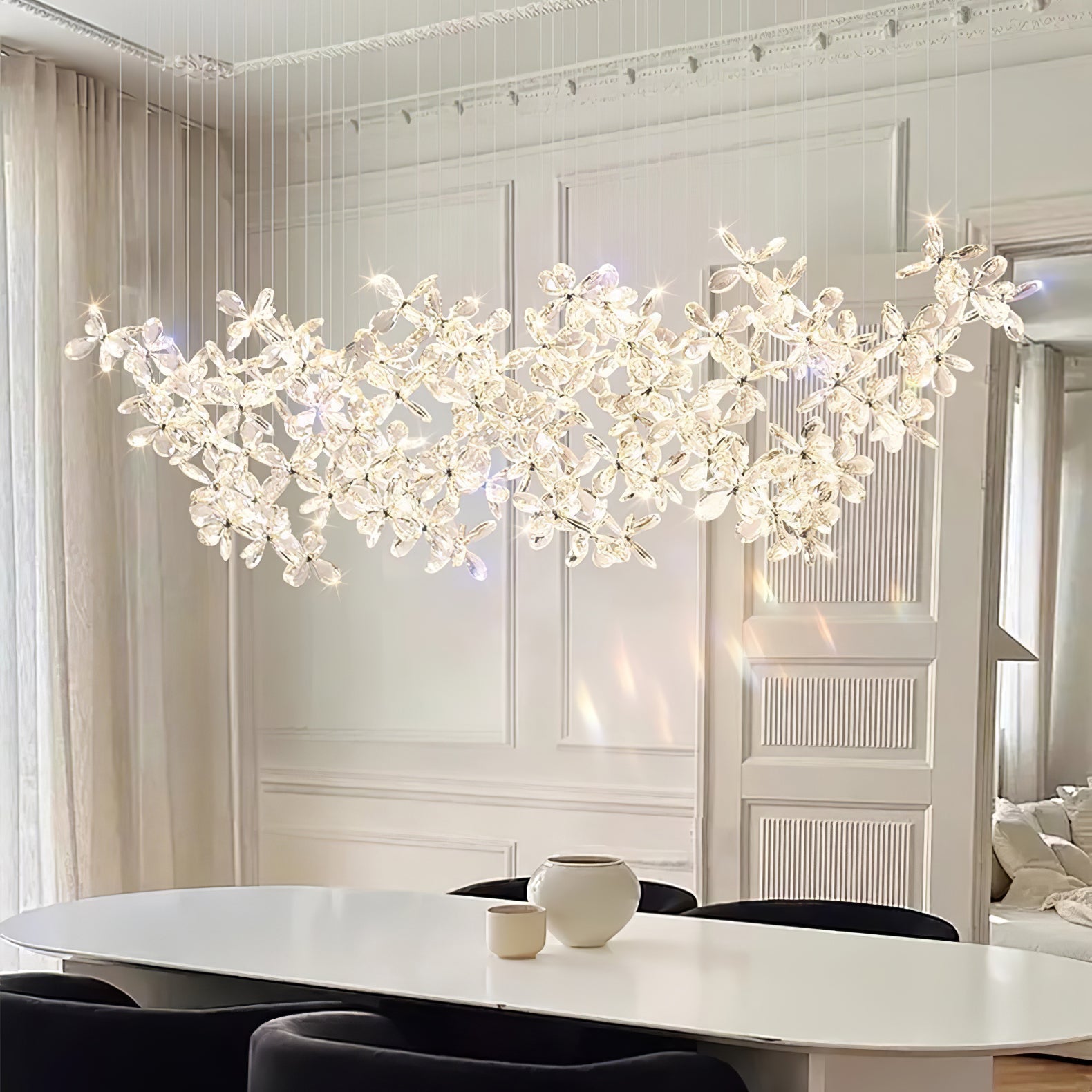 Lustra Chandelier Crystal Butterfly Floral Cluster - Letslighting