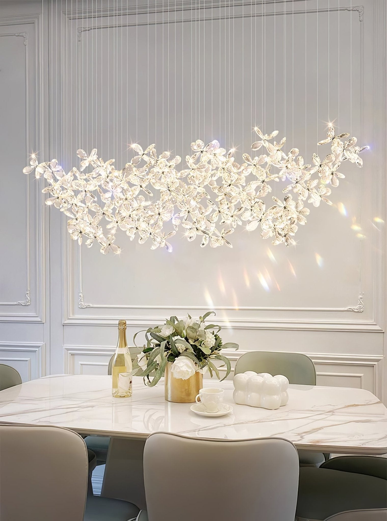Lustra Chandelier Crystal Butterfly Floral Cluster - Letslighting