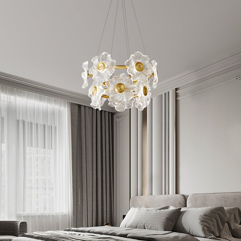 Cemirel Unique Flower Brass Glass Chandelier - Letslighting