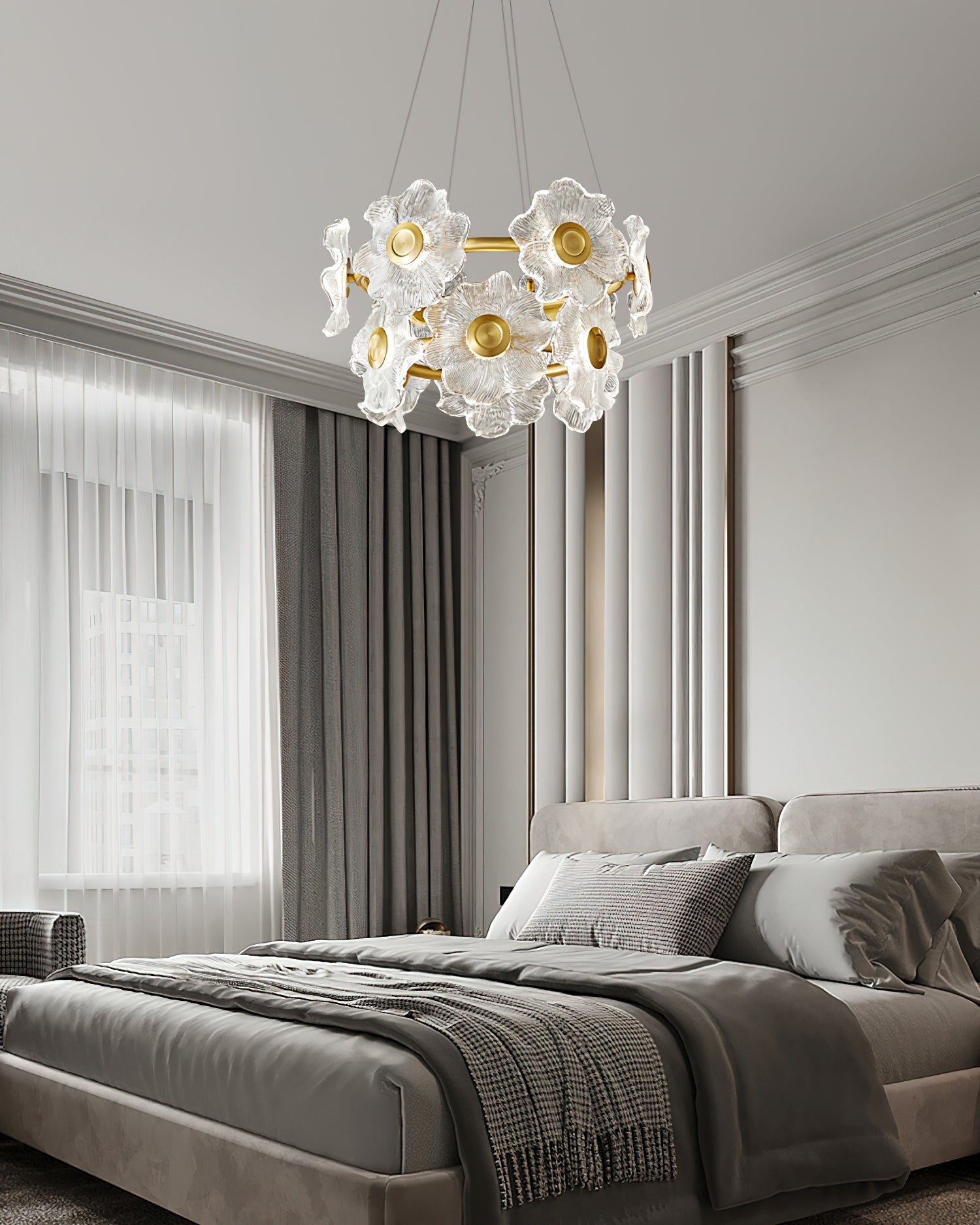 Cemirel Unique Flower Brass Glass Chandelier - Letslighting