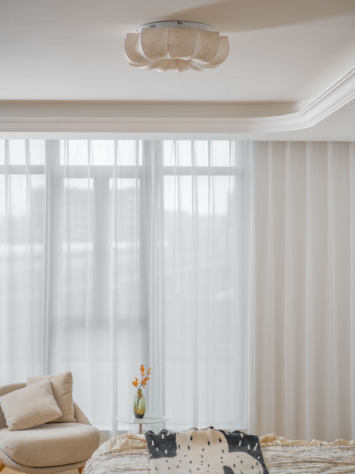 Vivaria Premium Nordic Art Wood Fabric Ceiling Light - Letslighting