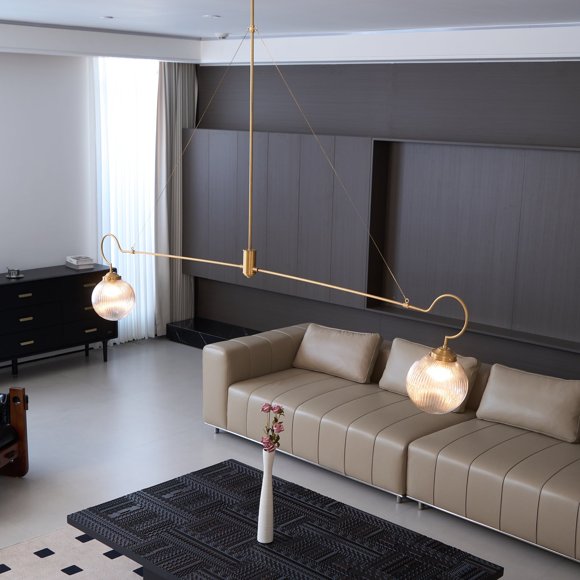 Vavenia Modern Minimalist Brass Glass Chandelier - Letslighting