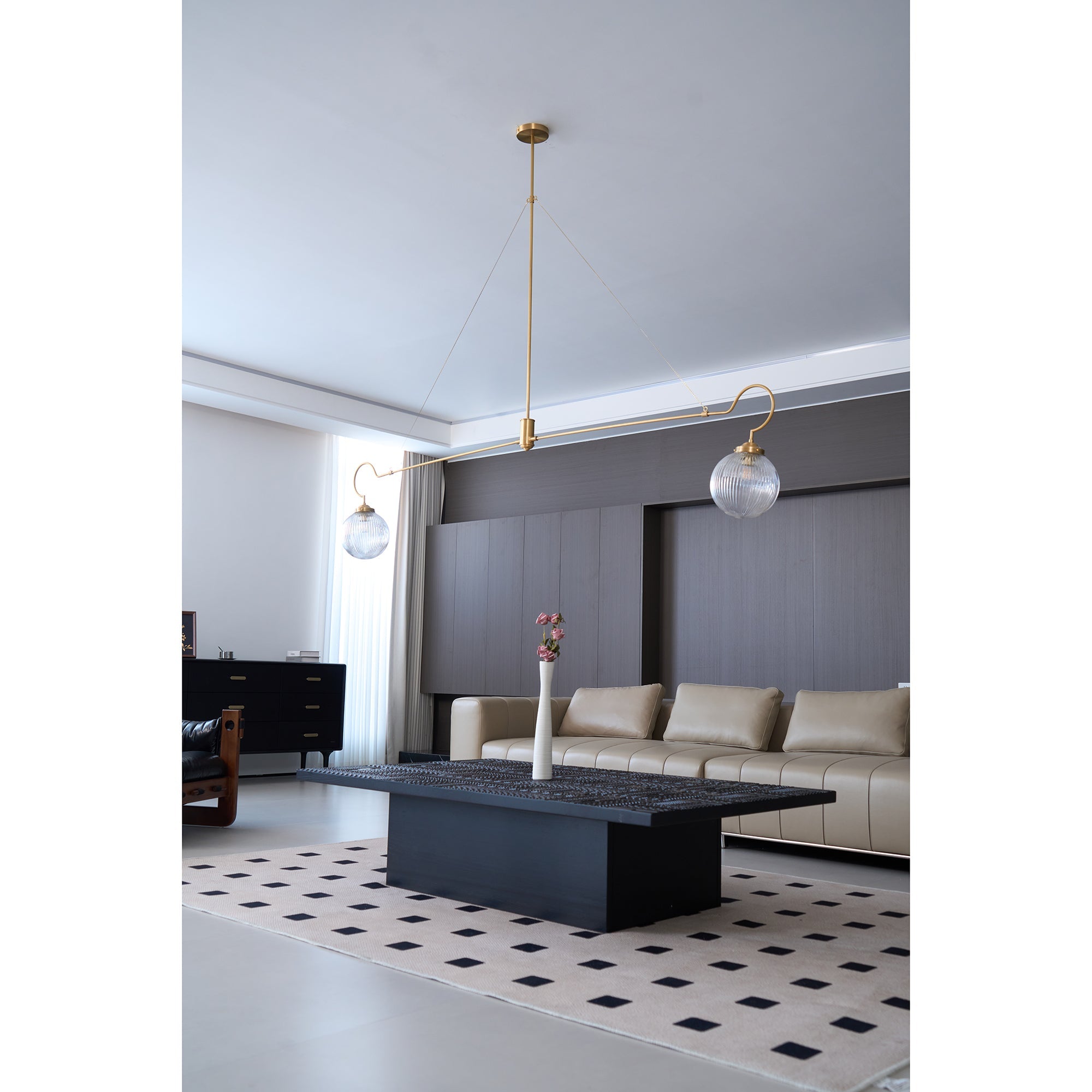 Vavenia Modern Minimalist Brass Glass Chandelier - Letslighting