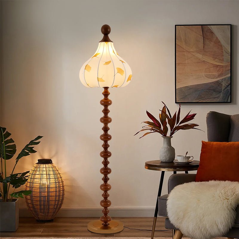 Harvest Wood Fabric Elegant Floor Lamp - Letslighting