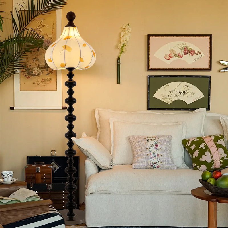 Harvest Wood Fabric Elegant Floor Lamp - Letslighting