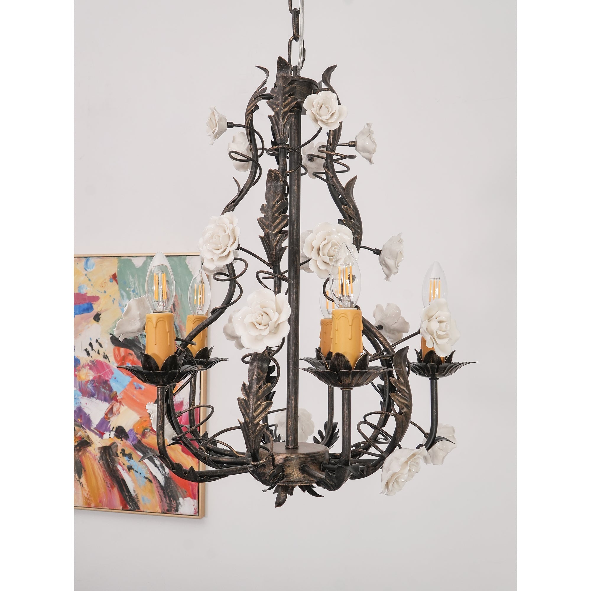 Araeyra Postmodern Luxury Rose Ceramic Chandelier - Letslighting