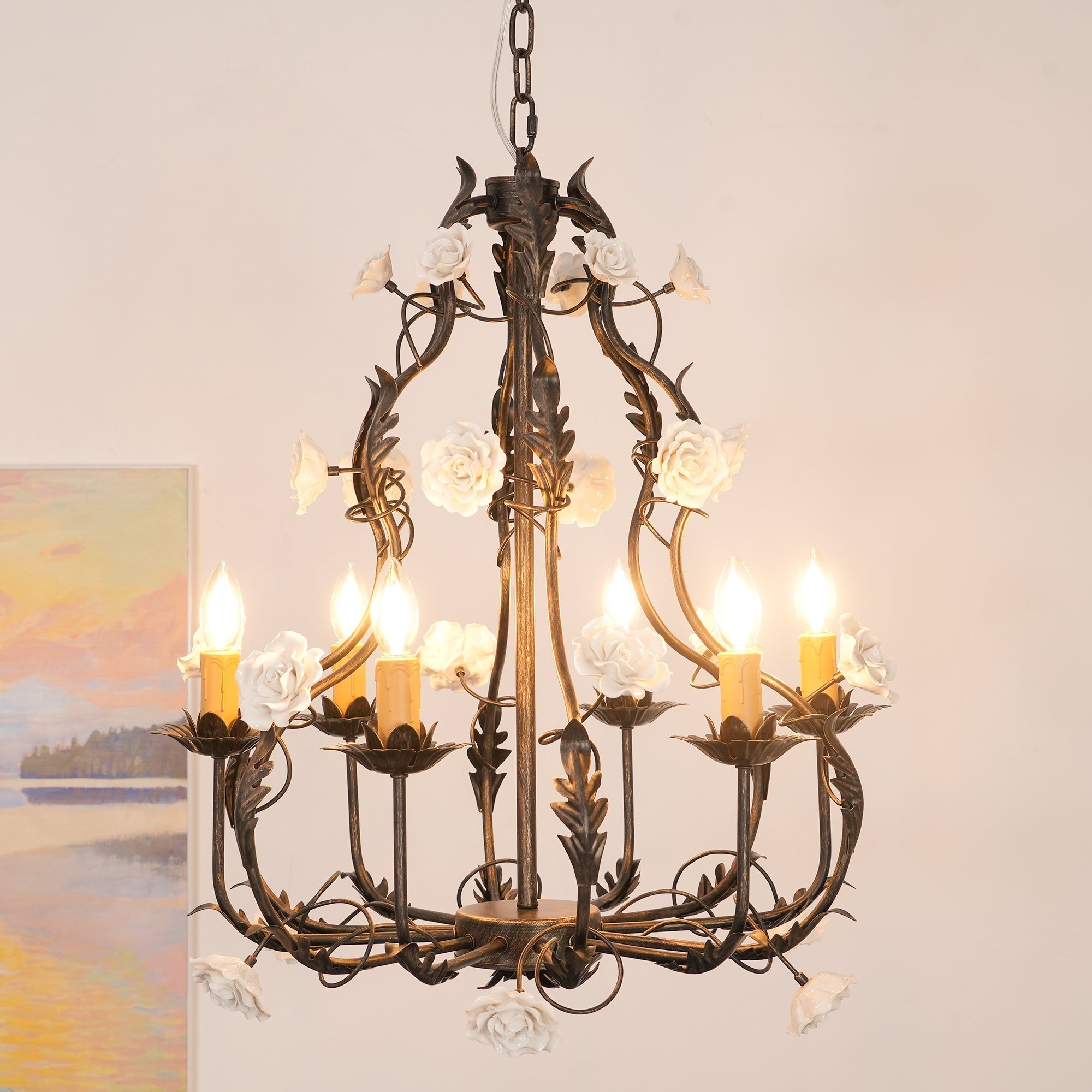Araeyra Postmodern Luxury Rose Ceramic Chandelier - Letslighting