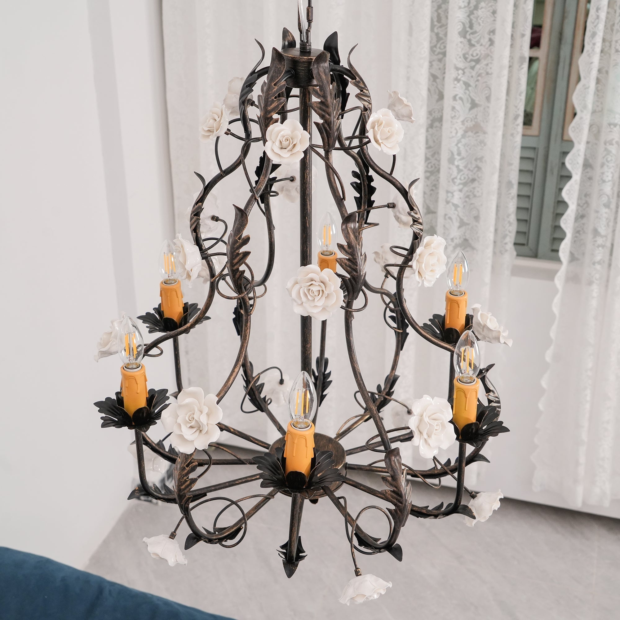 Araeyra Postmodern Luxury Rose Ceramic Chandelier - Letslighting