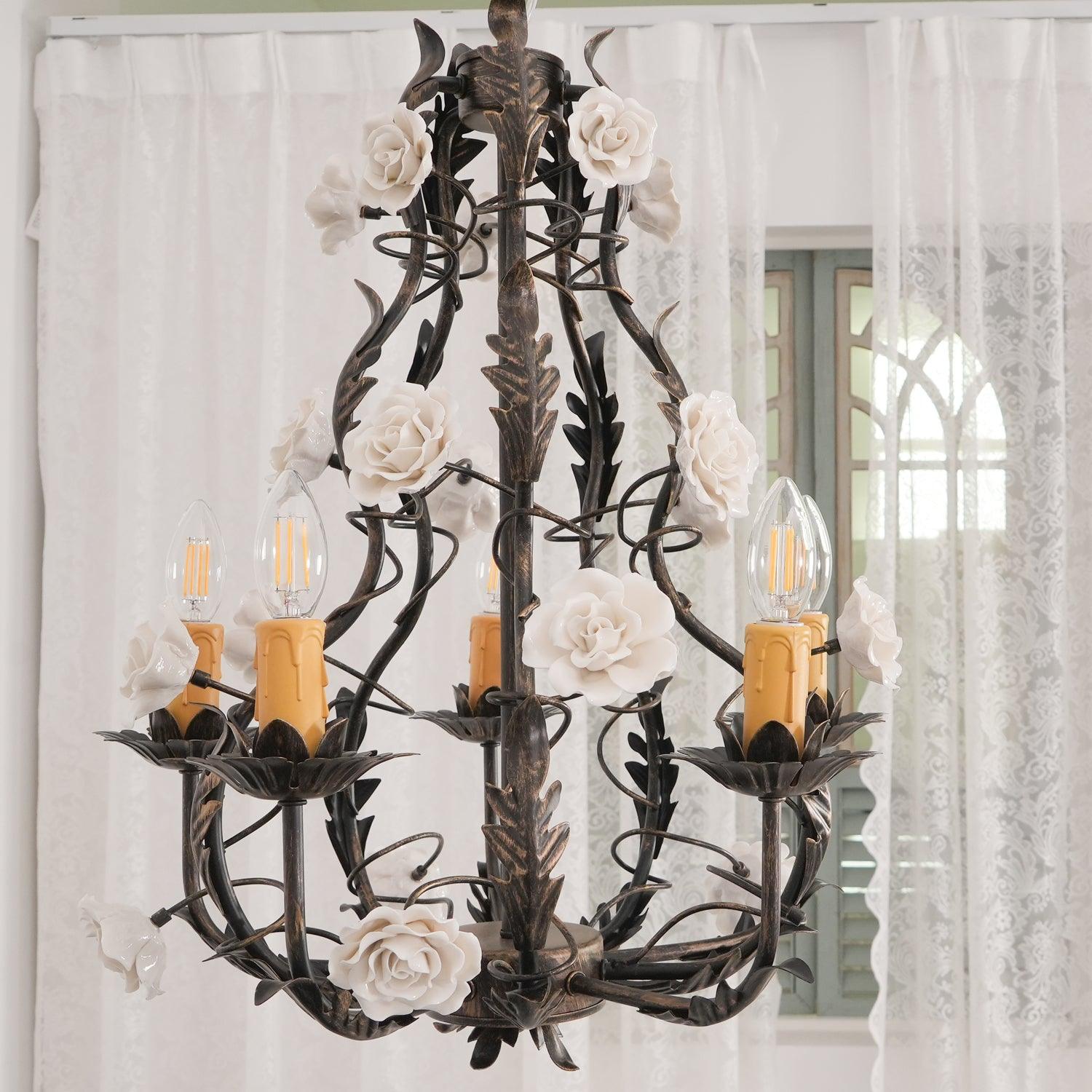 Araeyra Postmodern Luxury Rose Ceramic Chandelier - Letslighting
